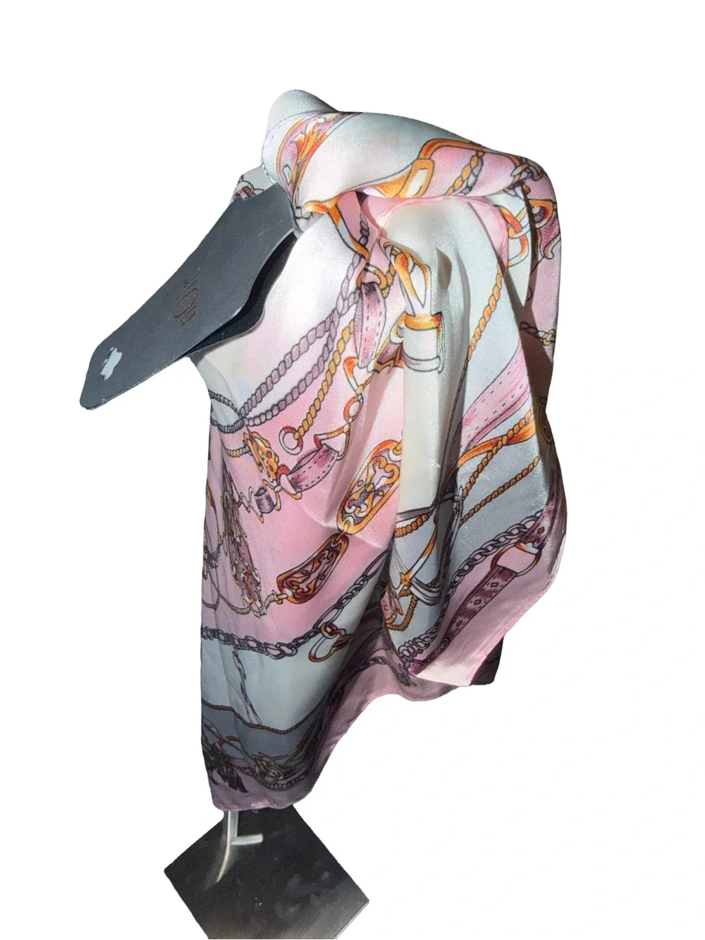 nOir Jewelry Pink & Gold Chain-Print Women's Scarf/Hair Scarf